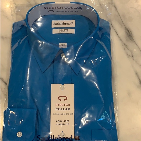 NWT Saddlebred Blue LS Easy Care Stretch Shirt - Picture 3 of 4